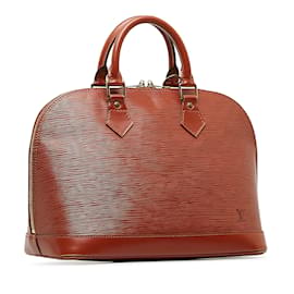 Louis Vuitton-Burgundy Louis Vuitton Epi Alma PM Handbag-Dark red