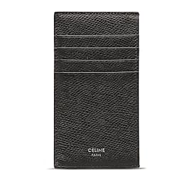 Céline-Black Celine Leather Card Holder-Black