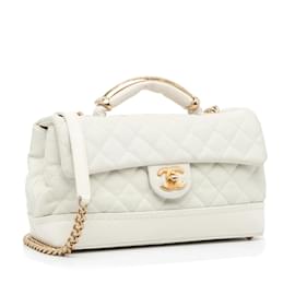 Chanel-White Chanel Medium Globe Trotter Flap Bag Satchel-White