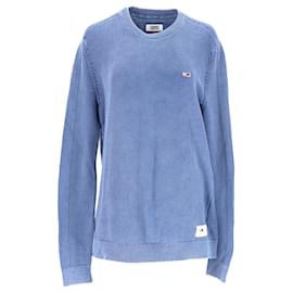 Tommy Hilfiger-Mens Pure Cotton Garment Dyed Jumper-Blue