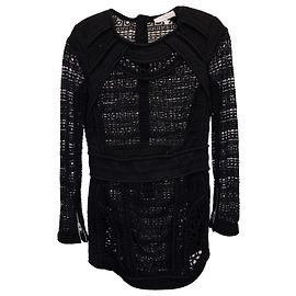 Miniabito Iro Castely in pizzo in cotone nero Nero