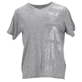 Tommy Hilfiger-Camiseta feminina com logotipo metálico-Cinza