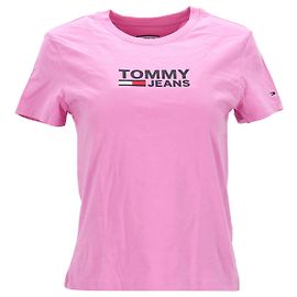 Tommy Hilfiger T-shirt da donna con logo in jersey di cotone Rosa
