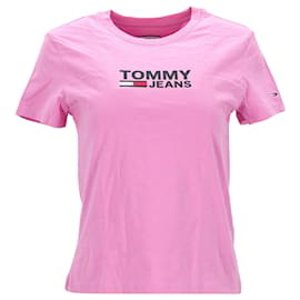 Tommy Hilfiger-T-shirt da donna con logo in jersey di cotone-Rosa
