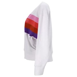 Tommy Hilfiger-Tommy Hilfiger Damen-Sweatshirt mit entspannter Passform und Streifen aus weißer Baumwolle-Weiß