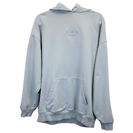 Balenciaga BB Paris Kapuzenpullover mit Logo-Stickerei aus mintgrüner Baumwolle Grün