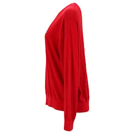 Tommy Hilfiger-Luxuriöser Herren-Pullover aus Baumwolle mit V-Ausschnitt-Rot