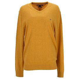 Tommy Hilfiger Herrenpullover aus Baumwollkaschmir mit V-Ausschnitt Gelb