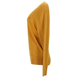 Tommy Hilfiger-Suéter masculino de algodão caxemira com decote em V-Amarelo