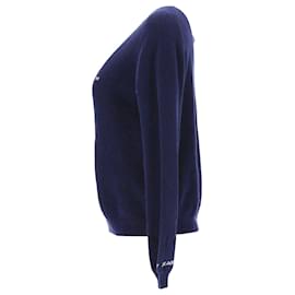 Tommy Hilfiger-Tommy Hilfiger Suéter feminino de algodão puro com decote em V em algodão azul-Azul