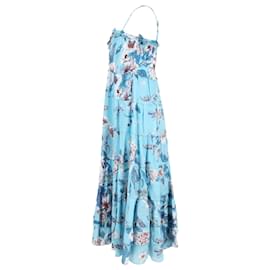 Diane Von Furstenberg-Diane Von Furstenberg Floral Convertible Maxi Dress in Blue Silk-Blue