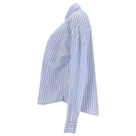 Tommy Hilfiger-Camisa feminina Tommy Hilfiger listrada cortada em poliéster azul claro-Azul,Azul claro