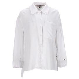 Camicia in viscosa con spacchetti laterali oversize da donna Tommy Hilfiger in viscosa bianca Bianco