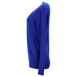 Tommy Hilfiger-Suéter masculino luxuoso de lã com gola redonda-Azul