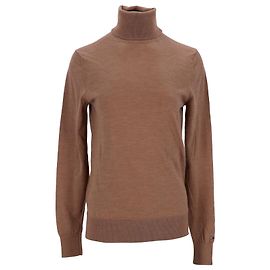 Tommy Hilfiger Mens Luxury Wool Roll Neck Jumper Brown Beige