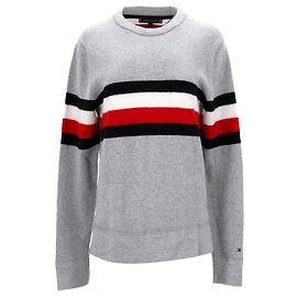 Tommy Hilfiger Mens Cotton Wool Stripe Jumper Grey