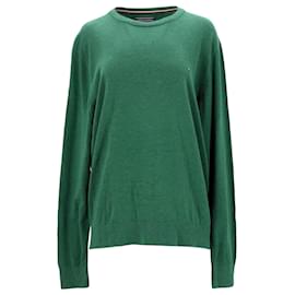 Tommy Hilfiger-Jersey de cuello redondo de seda y algodón para hombre-Verde