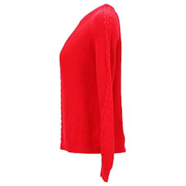 Tommy Hilfiger-Damen-Pullover mit Rundhalsausschnitt und charakteristischen Bündchen-Rot
