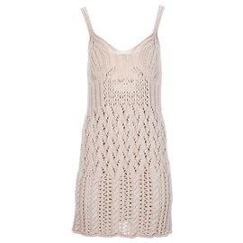 Acne Studios Robe courte au crochet en coton blanc Blanc Écru