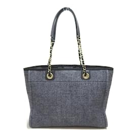 Chanel-Tweed Deauville Chain Tote Bag-Grey
