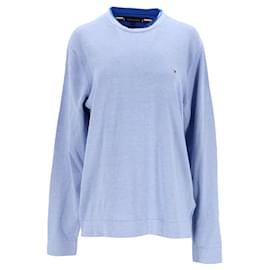 Tommy Hilfiger-Suéter masculino forrado de algodão orgânico com gola redonda-Azul,Azul claro
