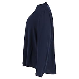 Diane Von Furstenberg-Diane Von Furstenberg Sanorah Plissierte Bluse aus marineblauer Seide-Marineblau