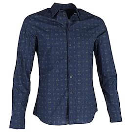 Givenchy-Camicia stampata Givenchy in cotone blu navy-Blu navy