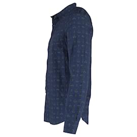 Givenchy-Camisa estampada Givenchy de algodón azul marino-Azul marino