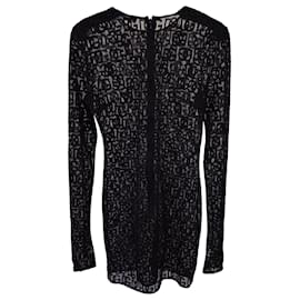 Dolce & Gabbana-Dolce & Gabbana Allover DG Logo Tulle Mini Dress in Black Cotton-Black