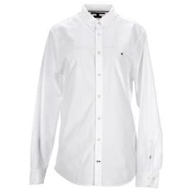 Tommy Hilfiger-Camisa lisa de puro algodón para hombre-Blanco