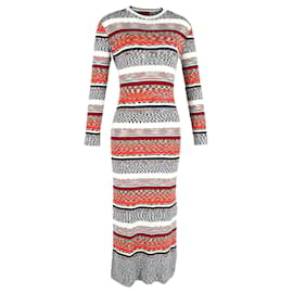 Missoni-Vestido midi listrado de malha gráfica Missoni em lã multicolorida-Multicor