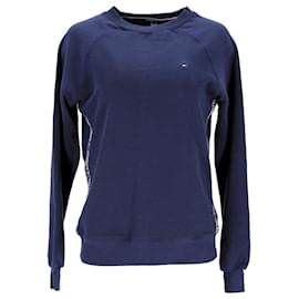 Tommy Hilfiger-Womens Crew Neck Logo Tape Sweatshirt-Blue