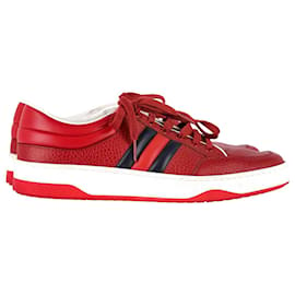 Gucci-Gucci Ronnie Low-Top Sneakers in Red Leather-Red