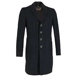 Burberry-Manteau Burberry à simple boutonnage en coton noir-Noir