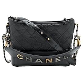 Chanel-Borsa Gabrielle Hobo con manico con logo-Nero