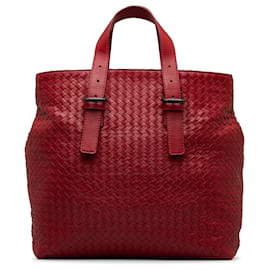 Bottega Veneta-Bottega Veneta Grand sac cabas rouge Intrecciato Cesta-Rouge