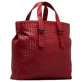 Bottega Veneta-Bottega Veneta Grand sac cabas rouge Intrecciato Cesta-Rouge