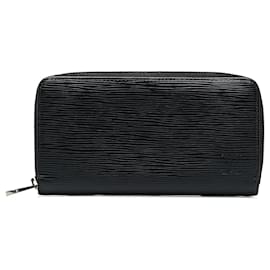Louis Vuitton-Cartera larga con cremallera negra Epi de Louis Vuitton-Negro
