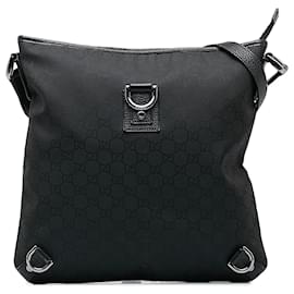 Gucci-Gucci Black GG Canvas Abbey D-Ring Crossbody Bag-Black