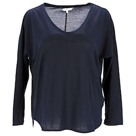 Tommy Hilfiger-Camiseta feminina essencial com decote em V-Azul marinho