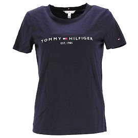 Tommy Hilfiger Top de punto de manga corta de ajuste regular para mujer Azul marino