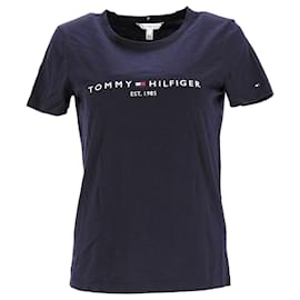 Tommy Hilfiger-Top da donna in maglia a maniche corte, vestibilità regolare-Blu navy