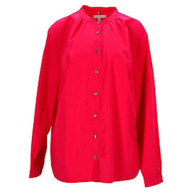 Tommy Hilfiger-Womens Curve Mandarin Collar Shirt-Pink