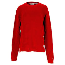 Tommy Hilfiger-Strukturierter Herrenpullover aus reiner Baumwolle-Rot