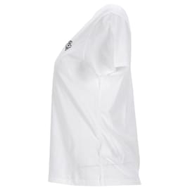 Tommy Hilfiger-T-shirt essenziale da donna in cotone con monogramma Thc-Bianco