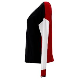 Tommy Hilfiger-Suéter feminino de algodão orgânico com cor bloqueada-Vermelho