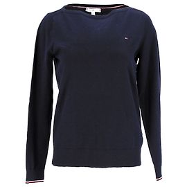 Tommy Hilfiger Damen-Pullover mit U-Boot-Ausschnitt Marineblau