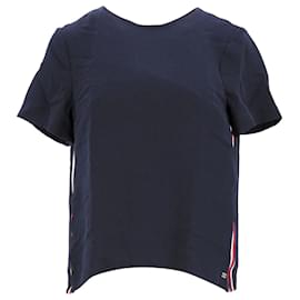 Tommy Hilfiger-Chemise à manches courtes coupe régulière pour femme-Bleu Marine