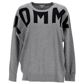 Tommy Hilfiger Damen-Pullover mit abstraktem Logo aus Bio-Baumwolle Grau