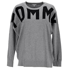 Tommy Hilfiger-Damen-Pullover mit abstraktem Logo aus Bio-Baumwolle-Grau